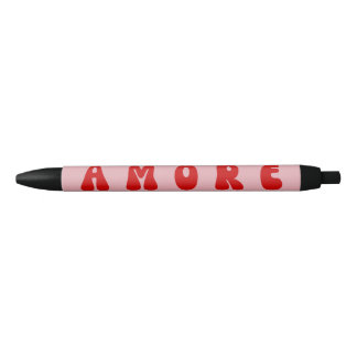 Bolígrafo De Tinta Negra Fuente de burbujas AMORE rosa y rojo retro de los