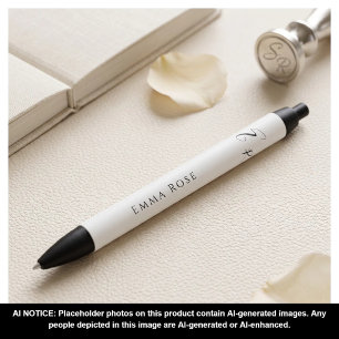 Bolígrafo De Tinta Negra Fuente de letra script elegante nombre de monogram