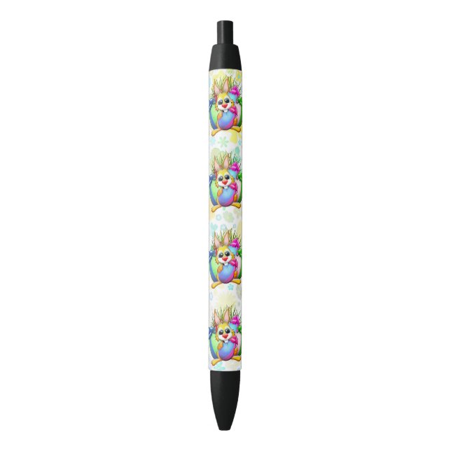 Bolígrafo De Tinta Negra Funny Bunny biting an Easter Egg (Frente vertical)
