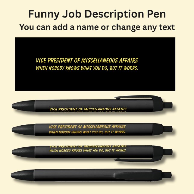 Bolígrafo De Tinta Negra Funny Job Title - Vice Presidente de varios (Subido por el creador)