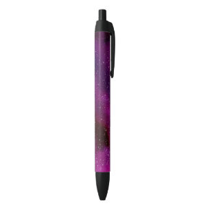 Bolígrafo De Tinta Negra Galaxias acuáticas de color rosa púrpura