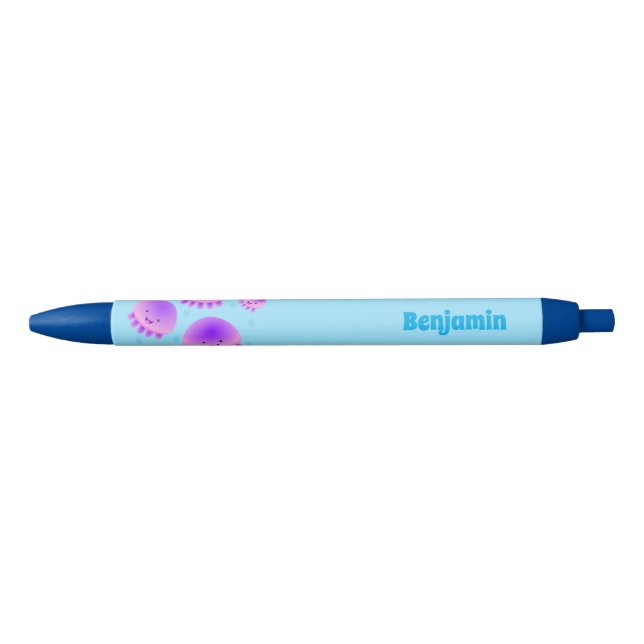 Bolígrafo De Tinta Negra Gallito rosa morado kawaii personalizado (Anverso)