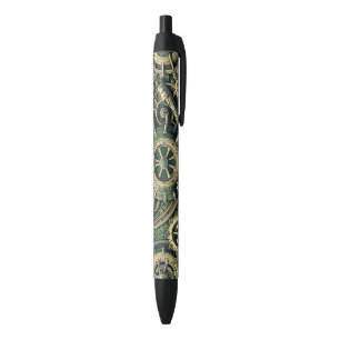 Bolígrafo De Tinta Negra Gases de relojería verde industrial Steampunk