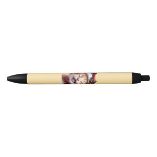 Bolígrafo De Tinta Negra Gato de Navidades cortos con Santa Hat y Bow Tie