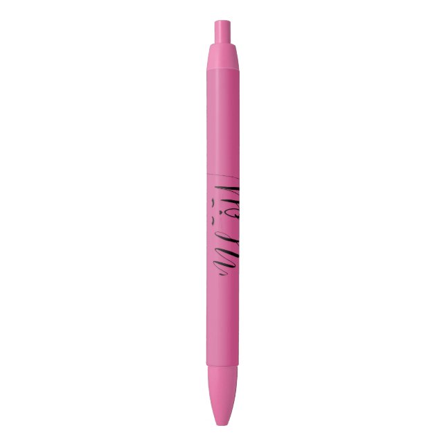 Bolígrafo De Tinta Negra Gato Meow Rosa (Frente vertical)