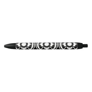 Bolígrafo De Tinta Negra Geométrico Simbólico Abstracto en Blanco y Negro