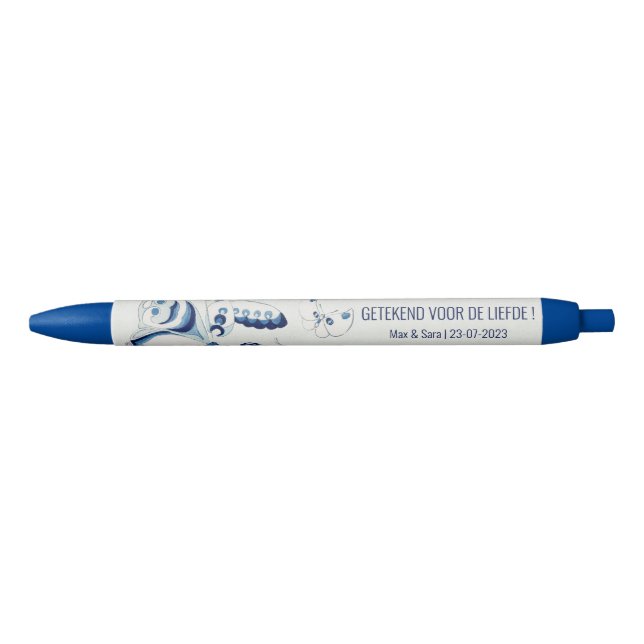 Bolígrafo De Tinta Negra Gepersonaliseerde pen huwelijk vlinders  (Anverso)