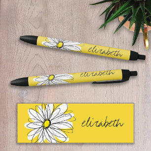 Bolígrafo De Tinta Negra Gimnasio amarillo y blanco con texto Personalizado