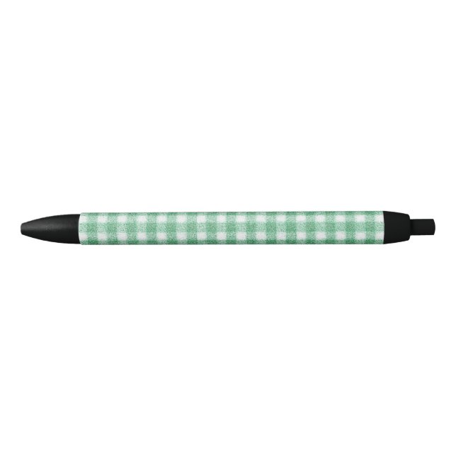 Bolígrafo De Tinta Negra Gingham Verde Menta  (Anverso)