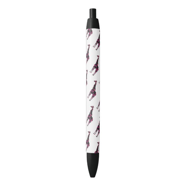 Bolígrafo De Tinta Negra Giraffe Hot Pink and Black Silhouette (Frente vertical)
