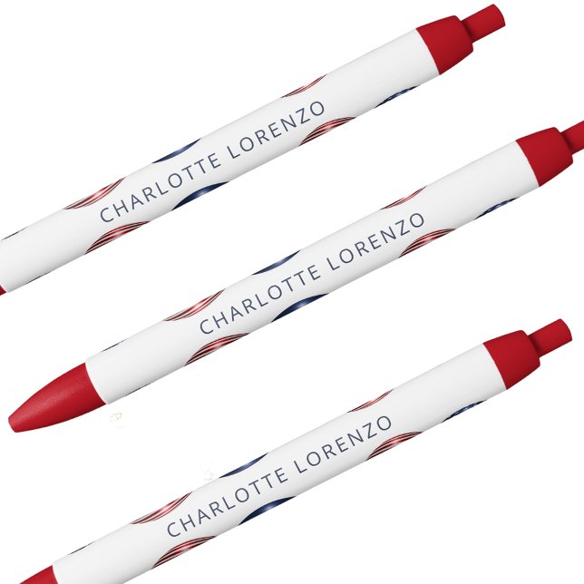 Bolígrafo De Tinta Negra Globos patrióticos nombre azul rojo (Subido por el creador)