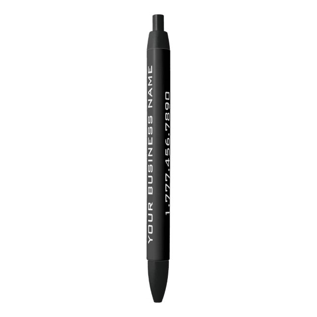 Bolígrafo De Tinta Negra GMF negro personalizado (Frente vertical)