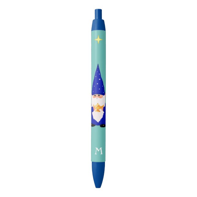 Bolígrafo De Tinta Negra Gnome Sujetando una lámpara mágica y una tinta neg (Frente vertical)