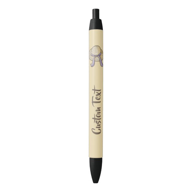 Bolígrafo De Tinta Negra Gorra Beige (Frente vertical)