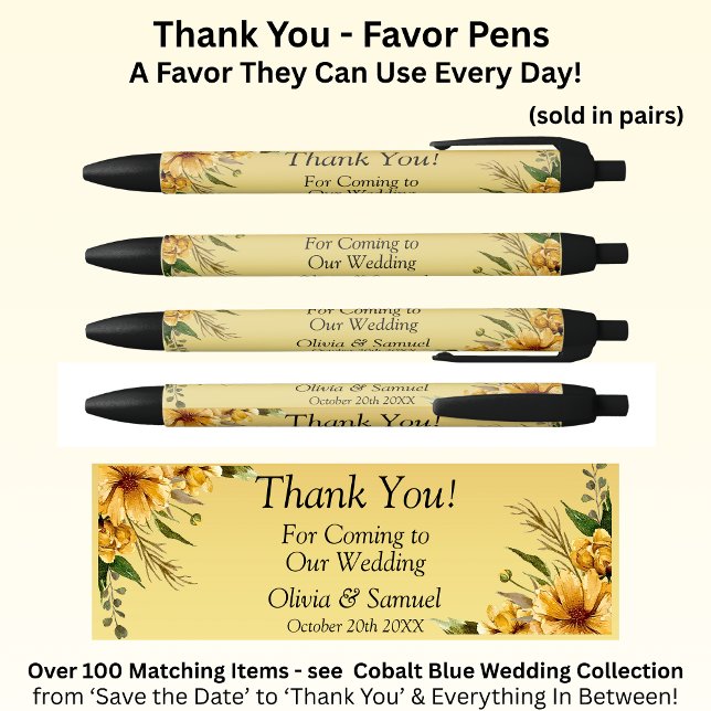 Bolígrafo De Tinta Negra Gracias con las flores amarillas doradas (Subido por el creador)