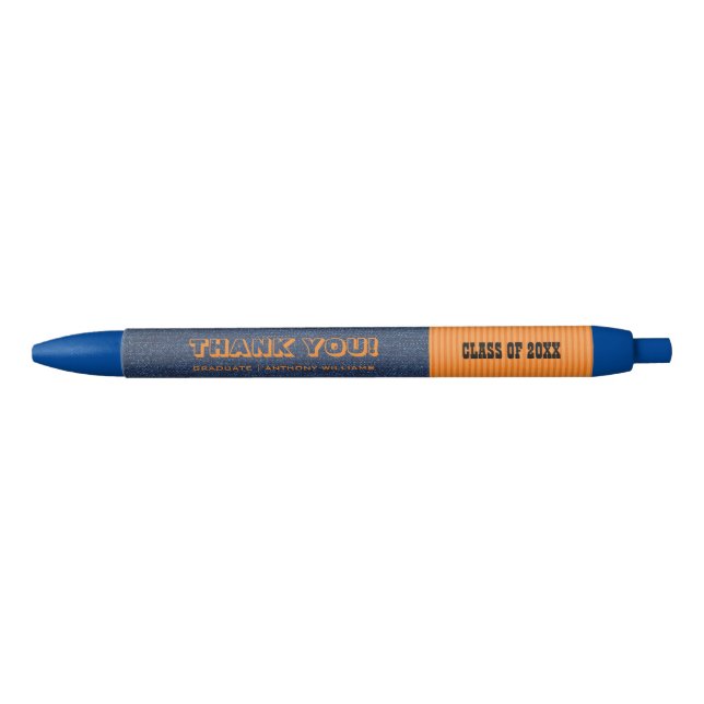 Bolígrafo De Tinta Negra Gracias | Partido de Graduación Personalizado Favo (Anverso)