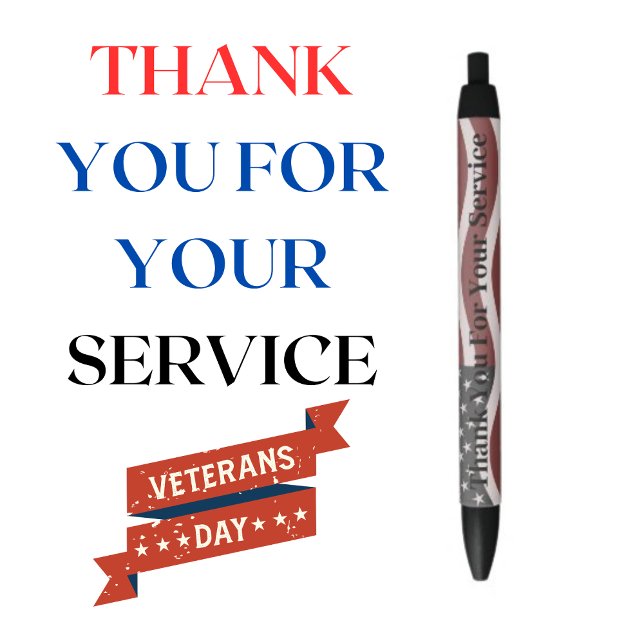 Bolígrafo De Tinta Negra Gracias Service Veteran's Day Pen (Subido por el creador)