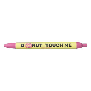 Bolígrafo De Tinta Negra Graciosa cita de Donut amarillo rosado personaliza