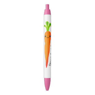 Bolígrafo De Tinta Negra Gracioso dibujo de zanahoria kawaii personalizado