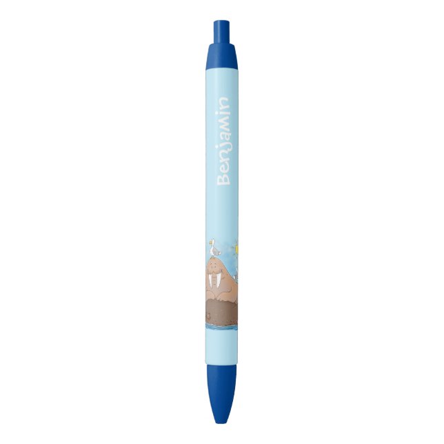 Bolígrafo De Tinta Negra Gracioso ilustracion personalizado de moras felice (Frente vertical)