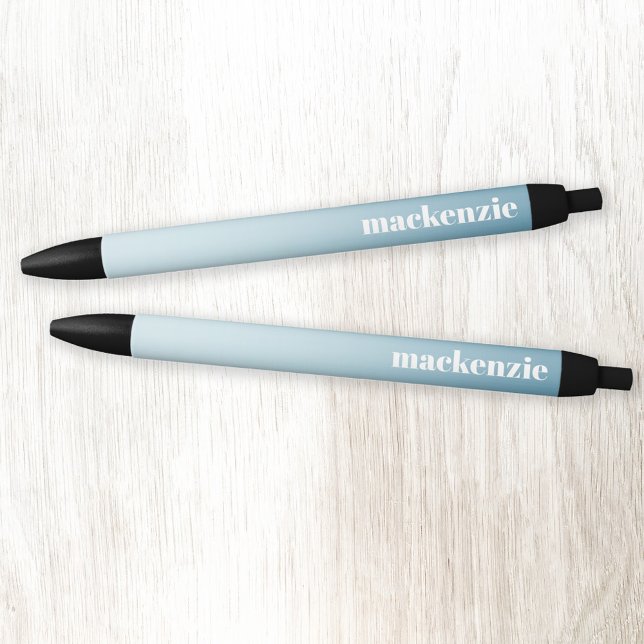 Bolígrafo De Tinta Negra Gradiente azul de nombre personalizado moderno (Modern lower case typography personalized name blue gradient pen)