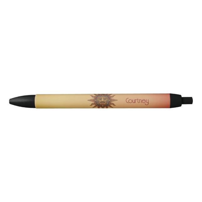 Bolígrafo De Tinta Negra Gradiente de sol boho (Anverso)