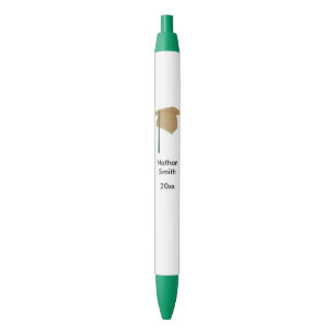 Bolígrafo De Tinta Negra Graduación personalizada de Pens Gold Green