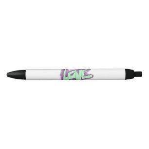 Bolígrafo De Tinta Negra graffiti de amor morado verde menta tipografía pun