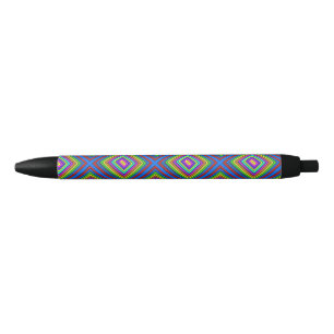 Bolígrafo De Tinta Negra Gráfico de patrón geométrico cuadrado colorido mod