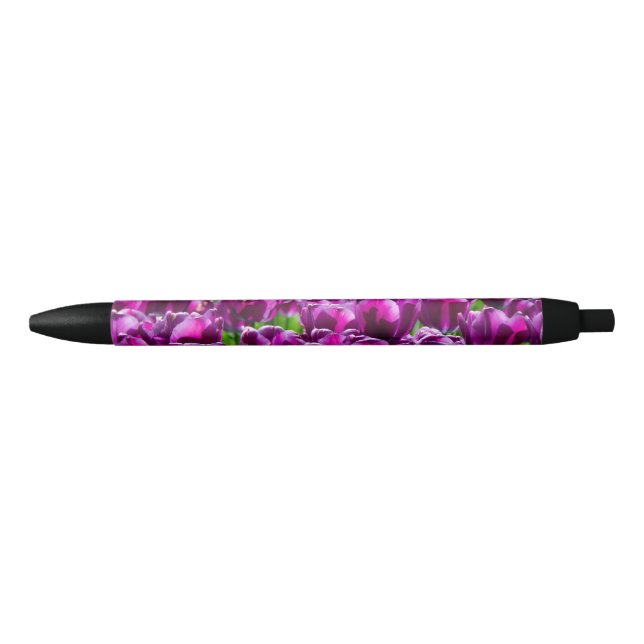 Bolígrafo De Tinta Negra Gran campo de tulipanes morados (Anverso)