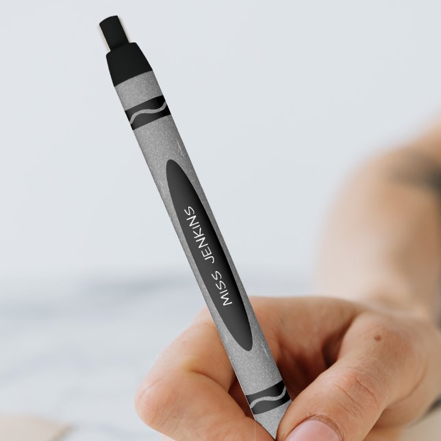 Bolígrafo De Tinta Negra Gray Crayon Teacher (Grey Crayon Teacher Black Ink Pen)