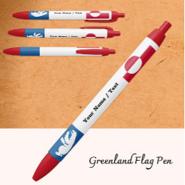 Bolígrafo De Tinta Negra Greenlan Flag Pen, Bear, Greenland / Promotional