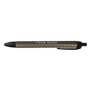 Bolígrafo De Tinta Negra Griego Meander Key Brown, Tu Nombre, Personalizar