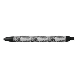 Bolígrafo De Tinta Negra Gris negro y blanco