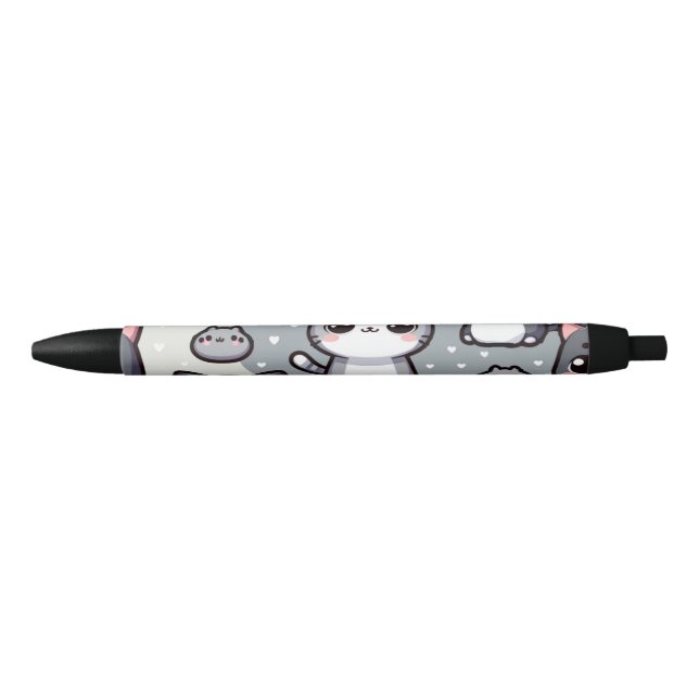 Bolígrafo De Tinta Negra Gris Tuxedo Cats (Anverso)
