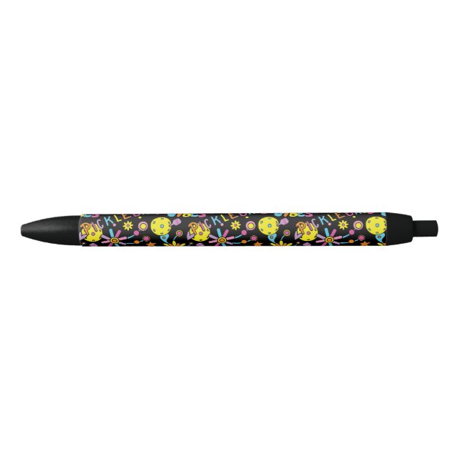 Bolígrafo De Tinta Negra Groovy, años 90 retro, negro (Anverso)