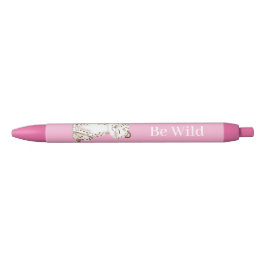 Bolígrafo De Tinta Negra Guepardo Safari Animal Rosa Sé Salvaje