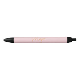 Bolígrafo De Tinta Negra Guion de monograma minimalista rosa