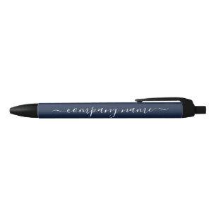 Bolígrafo De Tinta Negra Guión simple - Azul marino y blanco - Empresa/Even
