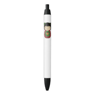 Bolígrafo De Tinta Negra Guirnalda del navidad de Kokeshi