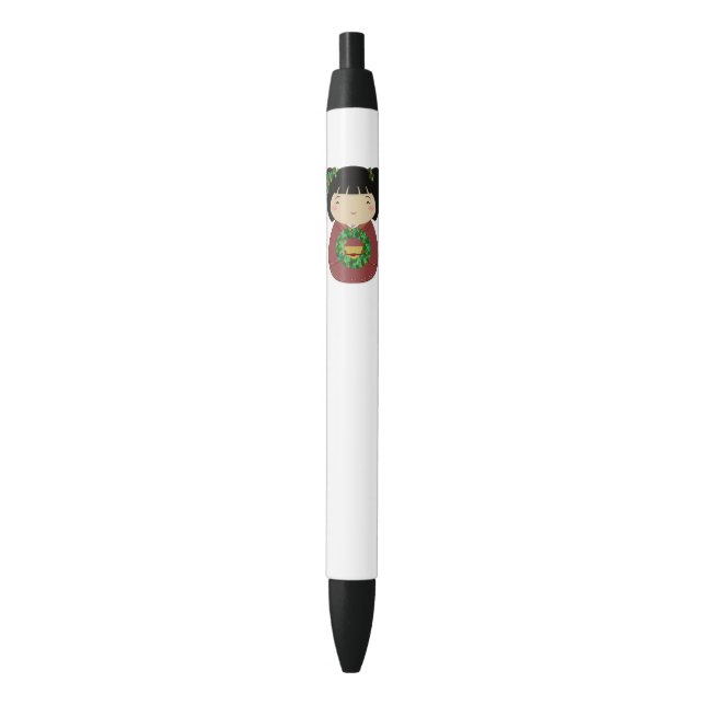 Bolígrafo De Tinta Negra Guirnalda del navidad de Kokeshi (Frente vertical)