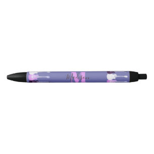 Bolígrafo De Tinta Negra Guitarra eléctrica acústica morada rosa Monograma