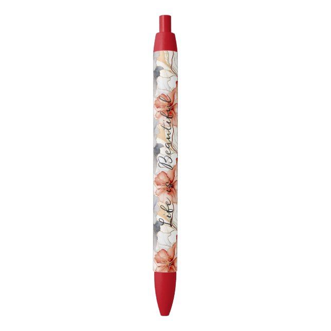 Bolígrafo De Tinta Negra Hermosa flor azul y blanca de la pradera femenina (Frente vertical)