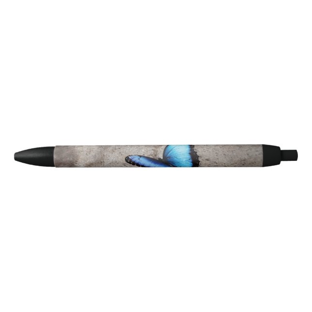 Bolígrafo De Tinta Negra Hermosa mariposa azul (Anverso)