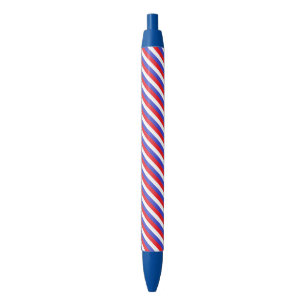 Bolígrafo De Tinta Negra Hermosas rayas azules rojas y blancas