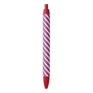 Bolígrafo De Tinta Negra Hermosas rayas azules rojas y blancas
