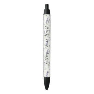 Bolígrafo De Tinta Negra Hermoso Llavender Flores Blancas Despedida de Solt