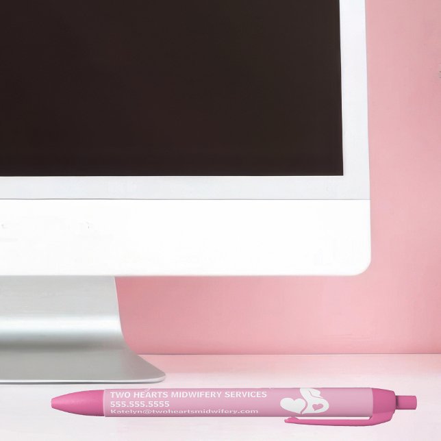 Bolígrafo De Tinta Negra Hermoso Negocio de Partería de Embarazo Rosa (Subido por el creador)