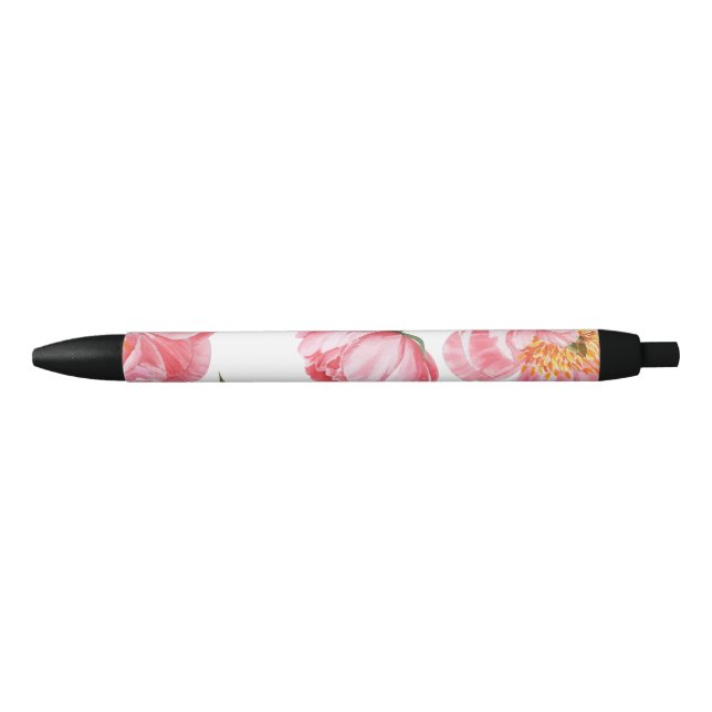 Bolígrafo De Tinta Negra Hermosos Rosas (Anverso)