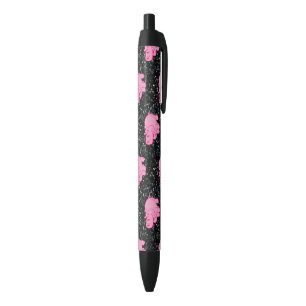 Bolígrafo De Tinta Negra Hipopótamos rosados Cara sonriente de hipopótamo l